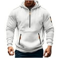thumbnail image 3 of qolati Plus Size Hoodies for Men Oversized Quarter Zip Pullover Sweater Casual Long Sleeve Workout Hoodie Sweatshirt with Zipper Pockets White XXXL, 3 of 6