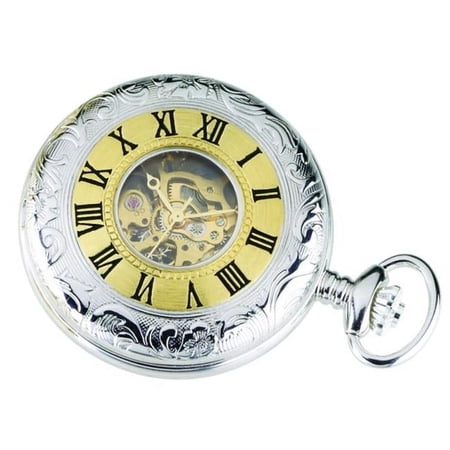Charles-Hubert- Paris Sterling Silver Two-Tone Mechanical Hunter Case Pocket Watch 3580