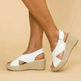 thumbnail image 2 of Women's Platform Wedge Sandals Ankle Strap Concise Summer Shoes, 2 of 3