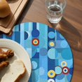 thumbnail image 4 of Round Placemats Abstract Ombre Blue Geometric 15 inch Set of 2 Table Mats for Dining Table Modern Art Heat Resistant Non-Slip Kitchen & Home Decorative Place Mat Set, 4 of 8