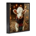 thumbnail image 3 of Stupell Industries White Calf with Holiday Lights Animals Painting Black Framed Art Print Wall Art, 24 x 24, 3 of 8