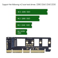 thumbnail image 2 of Tarjeta adaptadora de expansión 2X M.2 NVME SSD a PCIE 3.0 X16/X8/X4 para SSD de escritorio, compatible con SSD de tamaño 2230, 2242, 2260 y 2280, 2 of 5