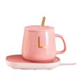 thumbnail image 2 of Juego de posavasos calefactores para tazas de cerámica, 55 ℃, temperatura constante, lindo juego de calentadores de tazas para hogares, regalos de oficina, color rosa, 2 of 5