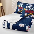 thumbnail image 4 of Homewish Eat Sleep Baseball Twin Quilt Set, Sport Twin Coverlet Set for Boys and Girls, 2 Pieces, 1 Comforter and 1 Pillowcase, 4 of 7