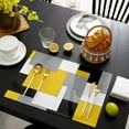 thumbnail image 6 of Black and Yellow Placemats Set of 4,Non Slip Washable Table Mats Set, Abstract Art Patchwork Table Placemats for Kitchen Dining Table,Wedding Holiday Party Decoration, 6 of 6