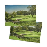Golf Course Photography A-91230 (4x6 Birch Wood Postcards, 2-Pack Stationary, Rustic Home Wall Decor)