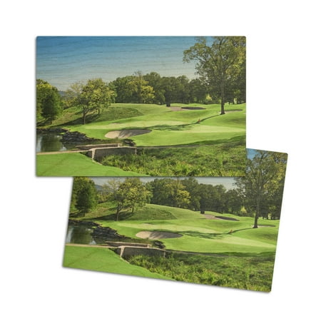 Golf Course Photography A-91230 (4x6 Birch Wood Postcards, 2-Pack Stationary, Rustic Home Wall Decor)