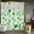 thumbnail image 5 of Green Leaf No Hooks Shower Curtain with Snap-in Liner Watercolors Leaf Spring Plant Gradient Abstract Shower Curtains for Bathroom, Waterproof, Easy Install, Washable 72"x78", 5 of 9