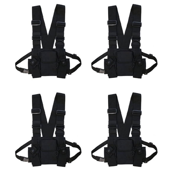 4X Radio Walkie Talkie 3 Pocket Chest Pack Bag Harness with Zipper for