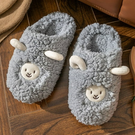

CoCopeanut New Upgrate Cute Animal Slipper Women Girls Kawaii Fluffy Winter Warm Slippers Woman Cartoon Milk Cow House Slippers Funny Shoes