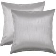 thumbnail image 2 of Aiking Home Collection 18x18 Inches Faux Silk Square Throw Pillow Cover, Zipper Closure, Silver (Set of 2), 2 of 6