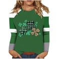 thumbnail image 2 of Cavosen St Patricks Day Casual Blouses for Women Long Sleeve Holiday Shamrock Green Print Blouse Pullover Crewneck Festival Tshirts Blessed Vacation Fashion Tops Dressy Tees S, 2 of 5