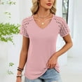 thumbnail image 2 of Sexlip Womens T Shirts V Neck Short Sleeve Tshirt Basic Tee Curved Hem Tops Pink XXL, 2 of 8