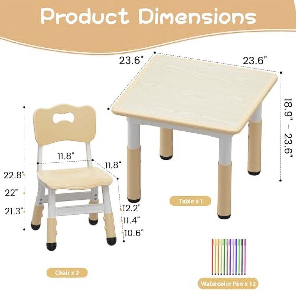Ataucjin Kids Table And 2 Chairs Set With Graffiti Desktop Height Adjustable Toddler Table And Chairs Set 4 in 1 Multi-Activity Table Play Table Craft Table For Daycare Home Reading Eating