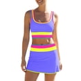 thumbnail image 2 of YYYMEIII Bikini Set 3 Piece Swimsuits For Women Swimsuit With Skirt Women's Tankini Bathing Suits Graphic Swim Tank Top With Boyshorts Ladies Swimwear M Purple, 2 of 8
