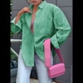 thumbnail image 4 of Camisas de Mujer con Botones, Blusas de Rayas de Larga, Blusas Casuales de Moda 2025 Verde Oscuro S, 4 of 7