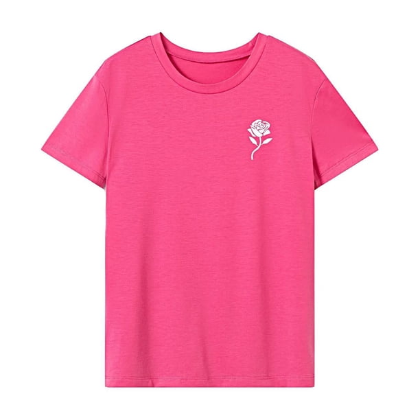 Camiseta para mujer, cómoda camisa de verano con cuello redondo para deportes, playa, regalo para mujer L