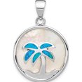thumbnail image 1 of Sterling Silver Rhod-Plated Mop /Created Opal Palm Tree Pendant (32 X 21) Made In China qp5125, 1 of 5