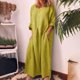 thumbnail image 1 of Women Cotton Linen Long Sleeve Maxi Dress Ladies Pocket Solid Baggy Kaftan Dress, 1 of 8