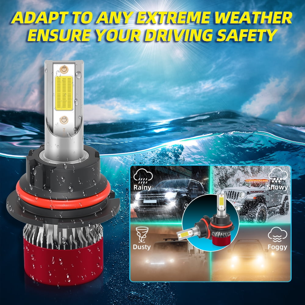 TELLIGIBLE 9007 LED Headlight Bulbs, 6500K Cool White, HB5 Headlights Bulb, Standard High Low Beam, Easy Installation, Pack of 2, Compatible with Multiple Cars