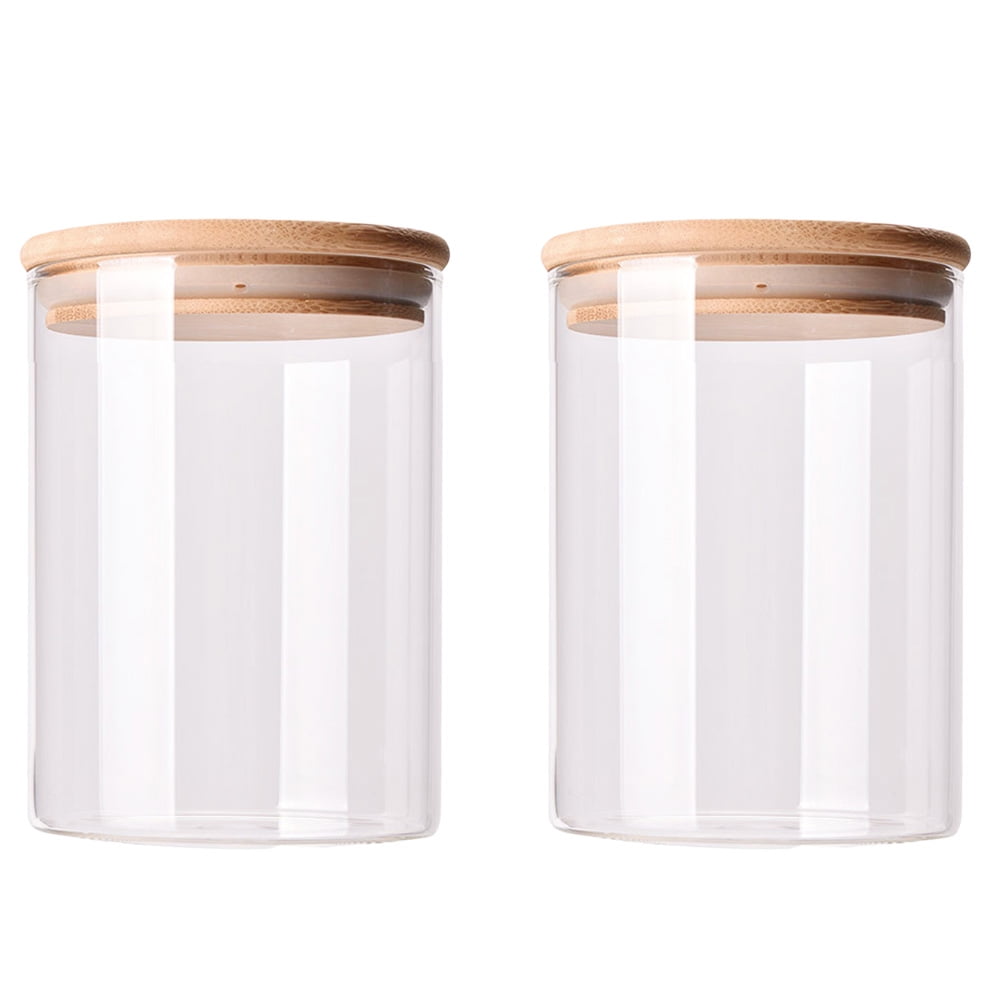 IDEALUX Glass Storage Jar With Airtight Seal Bamboo Lid, 25 Ounce Set of 2,  750ml Coffee Bean and Kitchen Food Container