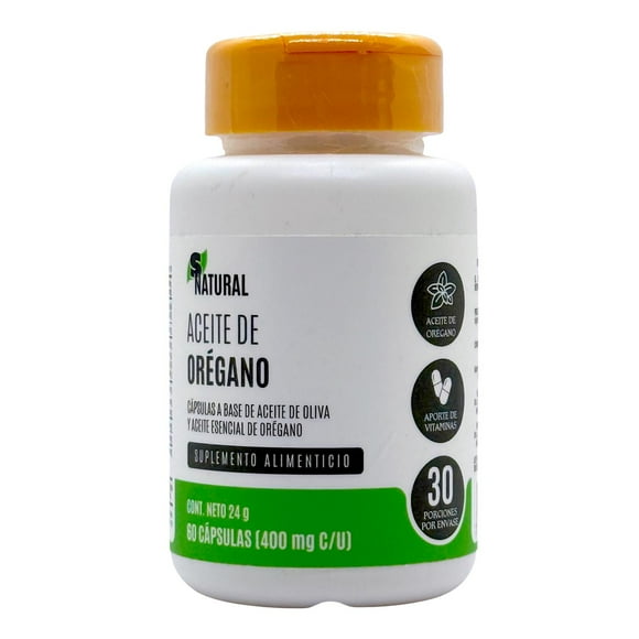 Aceite de Oregano 60 capsulas SNatural blanco