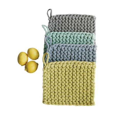 Crocheted Pot Holder - 3R Studios Cotton Crocheted Square Pot Holders - Set of 4