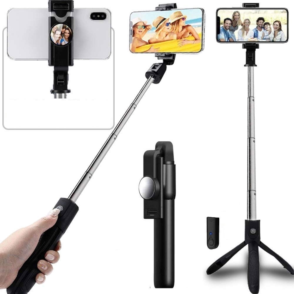 Selfie Stick Wireless for Samsung Galaxy S25/Edge/Plus/Ultra - Built-in Tripod Remote Shutter Stand Self-Portrait Extendable Compact