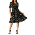 thumbnail image 2 of Allegra K Women's Peter Pan Collar A-Line Flowy Midi Chiffon Floral Dress, 2 of 5