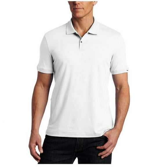 Calvin Klein Men's Two-Button Polo Shirt in White, Size X-Large