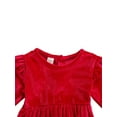 thumbnail image 4 of Qiylii Baby Girl's Solid Color Velvet Romper Long Sleeve Round Neck Bodysuit, 4 of 9
