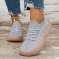 thumbnail image 4 of Women's Flyknit Breathable Slip-On Casual Rubber Shoes, Thick-Sole Anti-Slip Walking Flats, Multi-Color Options for Spring Footwear, 4 of 9