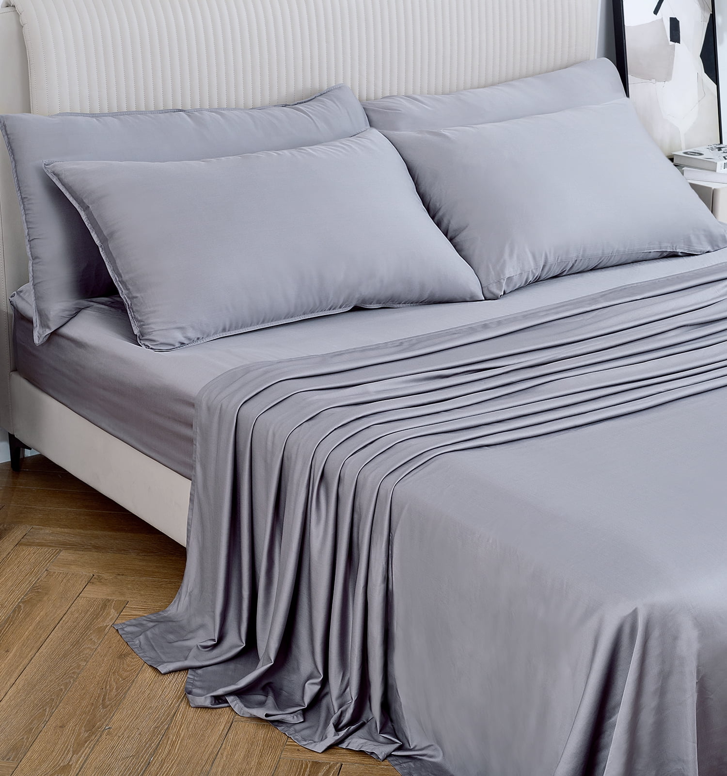 Uttermara Bamboo Cooling Sheets Set, Luxury Soft 6 Piece Organic