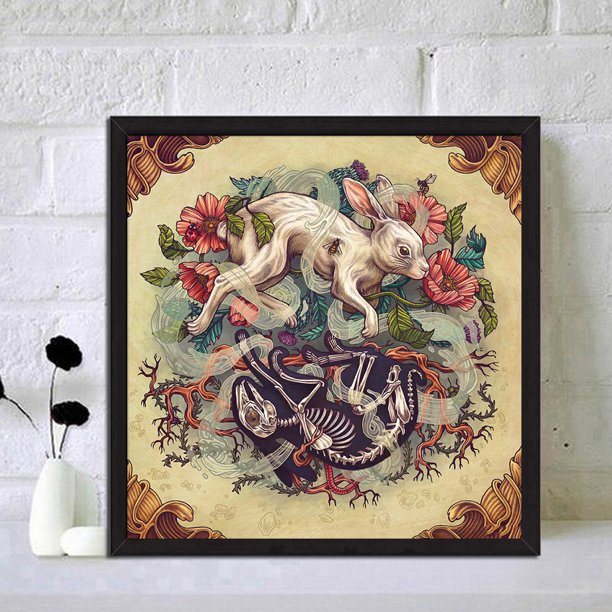 Cuadros Decorativos Kit de conejo abstracto dibujo de diamante taladro redondo completo DIY 5D pintura artesanal Ndcxsfigh Nuevos Originales