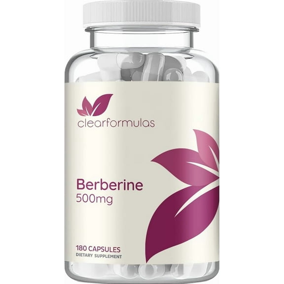 Clear Formulas Berberine Antioxidant Supplement, 500mg, Metabolic Support, 180 Capsules