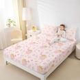 thumbnail image 5 of Homewish Cute Pink Strawberry Twin Sheet Sets for Girl, Kawaii Blossoms Flower Floral Twin Fitted Sheet, Plant Botanical Flat Sheet, Breathable Home Decor, 3-Piece, 5 of 8