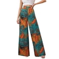 thumbnail image 2 of Palazzo Pants for Women 2026 Spring Summer Lightweight Chiffon Elastic Waist Mid Rise Wide Leg Flowy Boho Beach Pants, 2 of 8