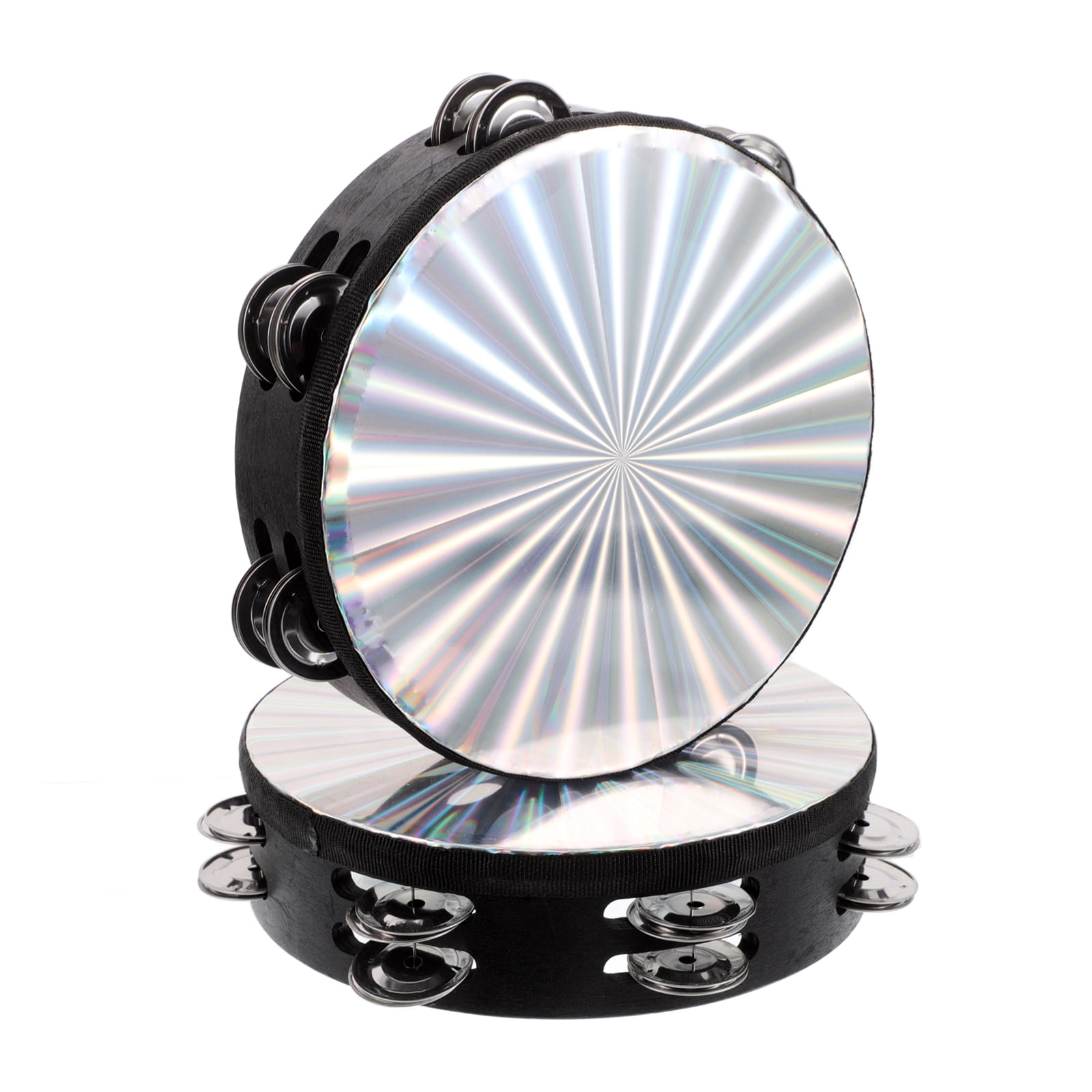 Zehuanyu 2-Pack Professional Double Row Tambourines with Bells Handheld Percussion Drum for Adults and Kids Music