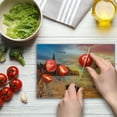 thumbnail image 4 of Cityscape Cutting Board, Sunset at Rovinj Adriatic Sea Coast of Croatia Romantic Evening Scenery Print, Decorative Tempered Glass Cutting and Serving Board, Small Size, Brown Yellow, by Ambesonne, 4 of 5