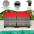 thumbnail image 4 of Patiojoy Set of 2 Outdoor Rattan Cushioned Ottoman Seat All Weather Patio Footrest Red, 4 of 6