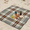 thumbnail image 6 of Tartan Plaid Pattern in Black Orange Beige Picnic Blanket Waterproof Beach Blankets Sandproof Large Mat with Storage Bag Camping Grass Travel Hiking Park 78"x78", 6 of 6