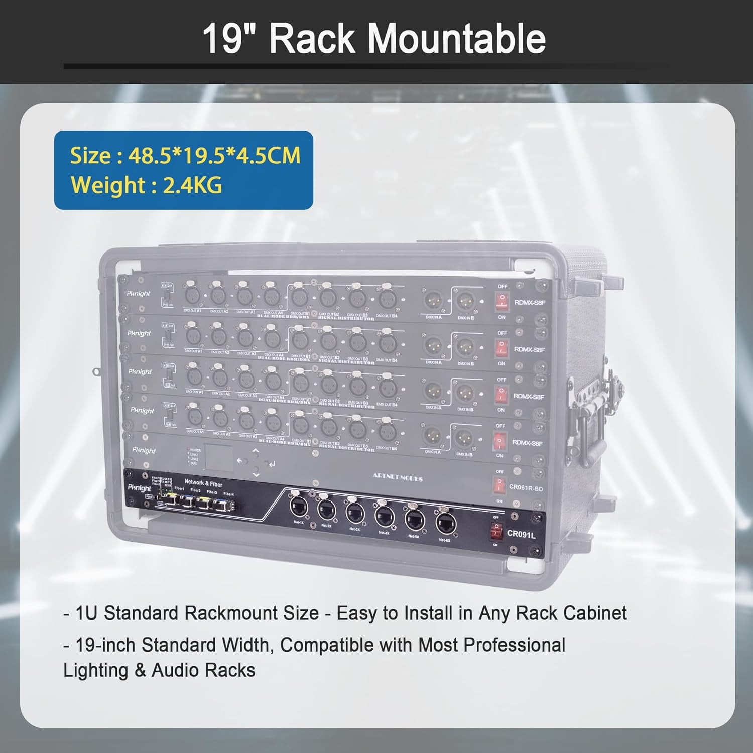 Pknight  Gigabit Fiber Ethernet Switch , 12 Port Hybrid , 4 SFP + 8 RJ45 . Industrial Rackmount Network Hub for Stage Lighting CR091L