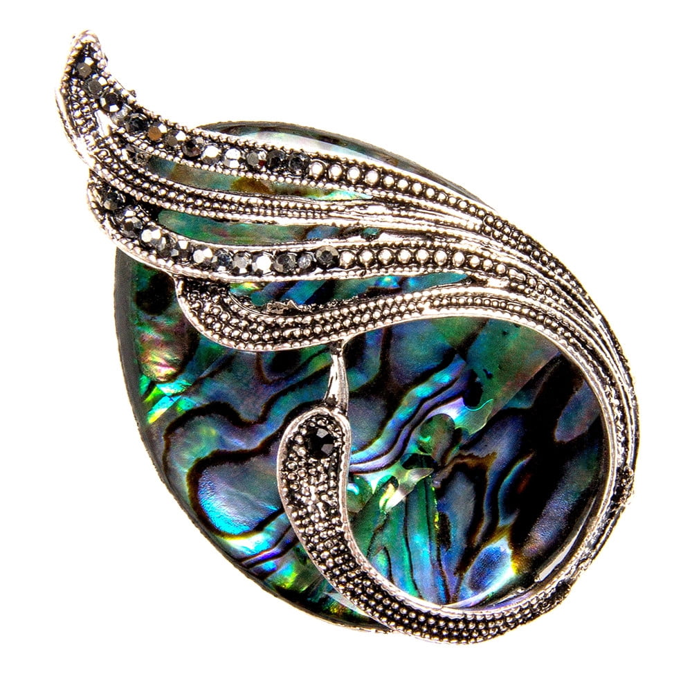 Swan Pin Brooch Abalone Mother of Pearl 