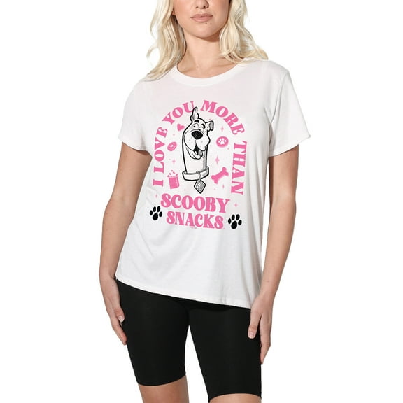 Scooby Doo Scooby Snacks Valentine Women's Loose T-Shirt, White, Large