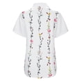 thumbnail image 4 of Gibobby Playeras Mujer Camisetas Cuello V Camisa moda para mujer Botón cuello Top casual manga corta(Blanco,CH), 4 of 5