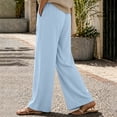 thumbnail image 7 of ZHYou No Boundarie Womens Wide Leg Pants Drawstring High Waist Lightweight Flowy Floor Length Casual Lounge Trousers with Side Pockets,Light Blue,Size L, 7 of 7