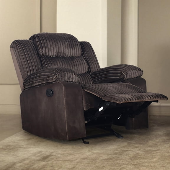 New Classic Furniture Willow Wood & Fabric Glider Recliner in Brown