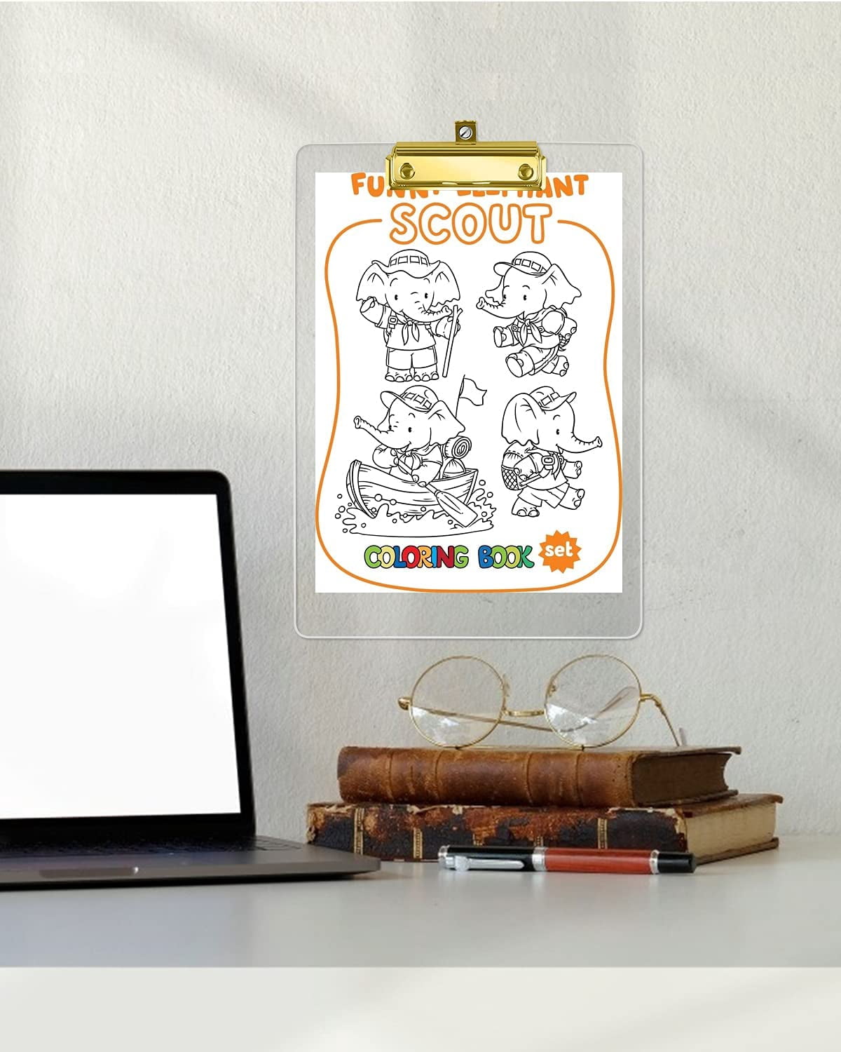 6 Pcs Thick Acrylic Clear Clipboards Cute Transparent Gold Clipboard with Strong Clip and Hidden Hanging Hole for A4 Paper, Art Student, Drawing, Office, School, Warehouse, Classroom