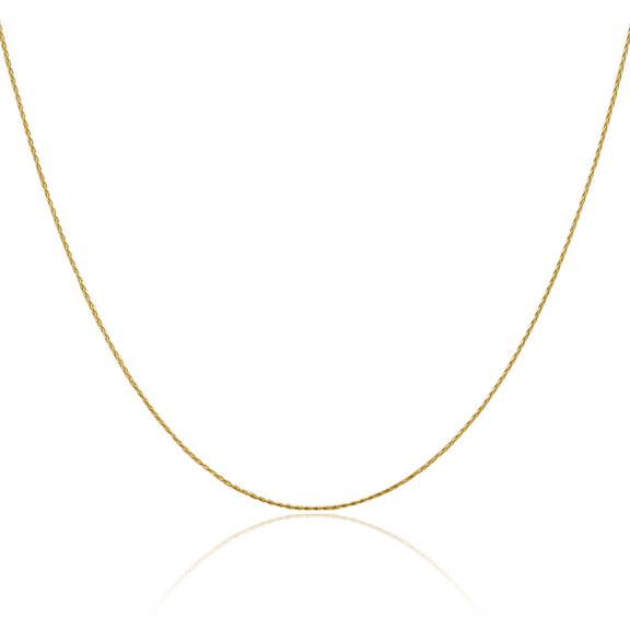 14K Solid Yellow Gold 0.8mm Spiga Wheat Link Chain Necklace