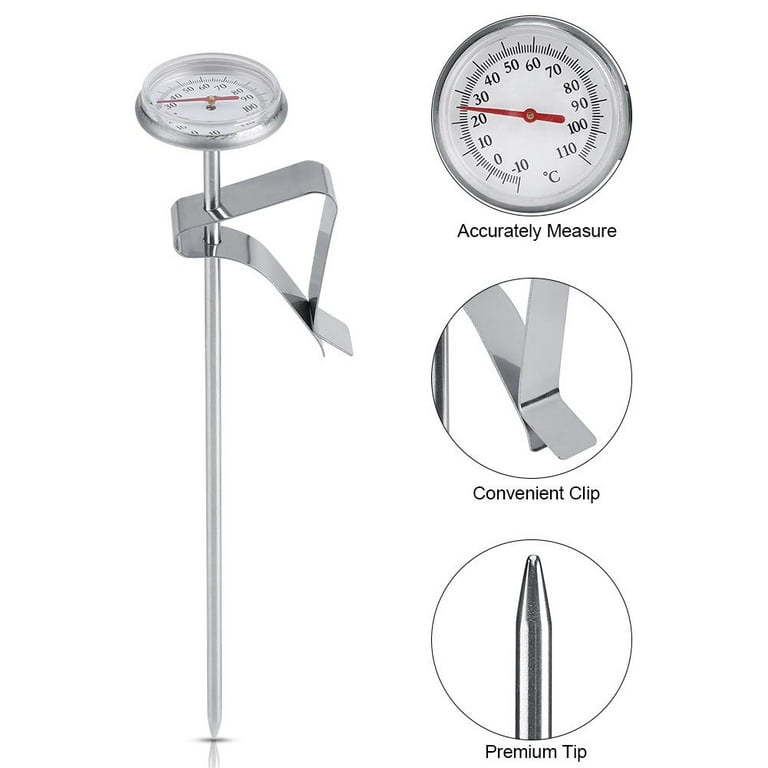 YLSHRF Coffee Frothing Thermometer, Coffee Thermometer,Stainless Steel Milk  Thermometer -10~110℃ Easy to Clean Coffee Frothing Accessories 